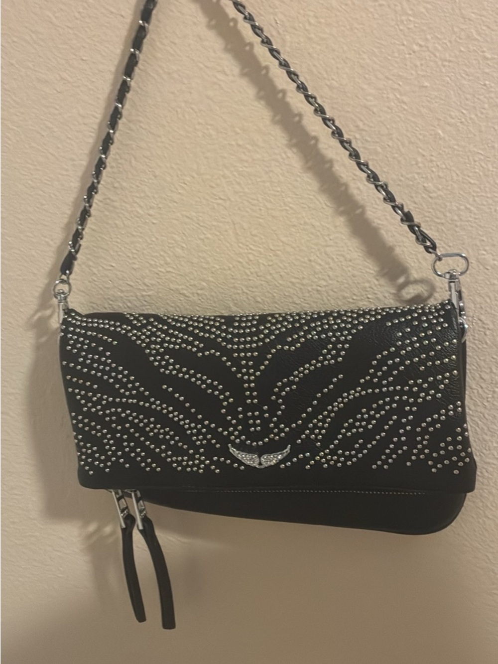 Zadig & Voltaire Black Studded Chain Clutch LIKE NEW CONDITION